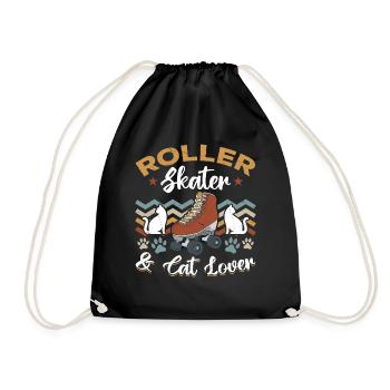 Patinage à roulettes Patineur à roulettes et amoureux des chats - Sac de sport léger - noir - Devant