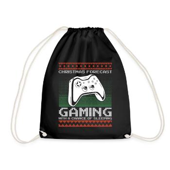 Funny Christmas Forecast Gaming Controller Ugly - Turnbeutel - Schwarz - Vorne