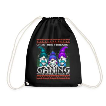 Funny Christmas Forecast Gaming Wichtel Ugly Xmas - Turnbeutel - Schwarz - Vorne