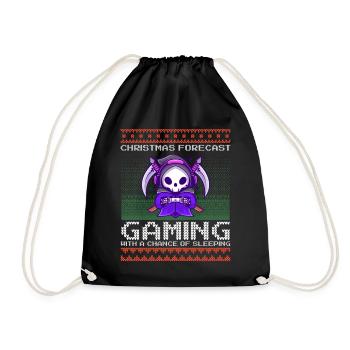 Funny Christmas Forecast Gaming Reaper Ugly Xmas - Turnbeutel - Schwarz - Vorne