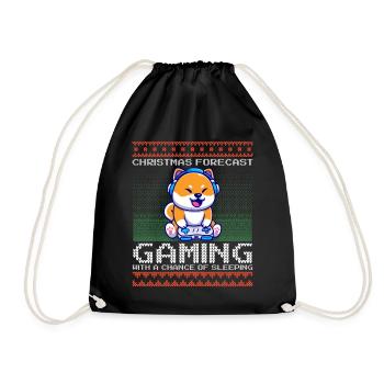 Funny Christmas Forecast Gaming Shiba Inu Ugly - Turnbeutel - Schwarz - Vorne