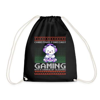 Funny Christmas Forecast Gaming Eisbär Ugly Xmas - Turnbeutel - Schwarz - Vorne