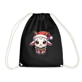 Père Noël chapeau Noël guirlandes lumineuses chèvre - Sac de sport léger - noir - Devant