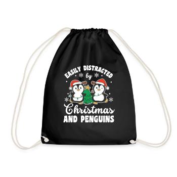 Facilement distrait par Noël et les pingouins - Sac de sport léger - noir - Devant
