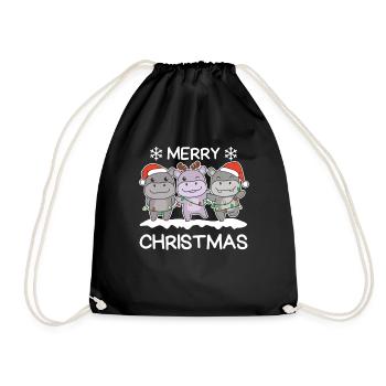 Joyeux Noël Hippopotame Hippopotame de la veille de Noël - Sac de sport léger - noir - Devant