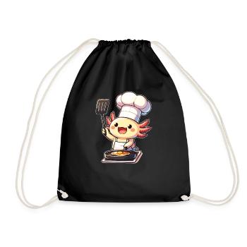 Breakfast Fry Axolotl Cook - Drawstring Bag - black - Front