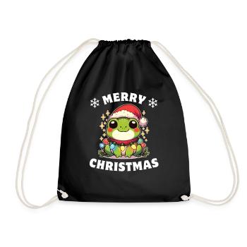 Père Noël chapeau Noël guirlandes lumineuses grenouille - Sac de sport léger - noir - Devant