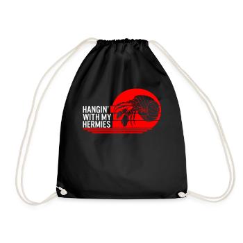 Hermit Shirt, Hangin' With My Hermies Tee, Gift - Drawstring Bag - black - Front