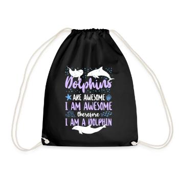 Dolphin Dolphins Are Awesome I Am - Turnbeutel - Schwarz - Vorne