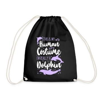 Dolphin This Is My Human Costume - Drawstring Bag - black - Front