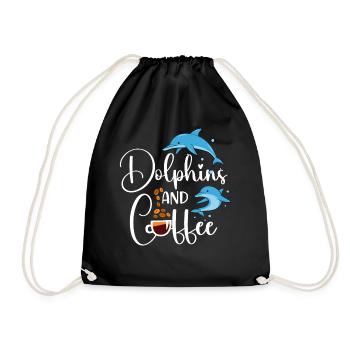 Dolphin Coffee Dolphins And Coffee - Turnbeutel - Schwarz - Vorne