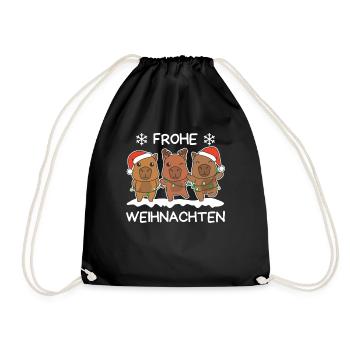 Frohe Weihnachten Capybara Heiligabend Capybaras - Turnbeutel - Schwarz - Vorne