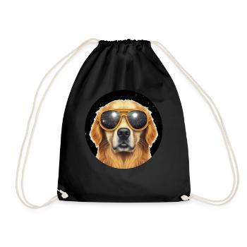 Golden Retriever In Galaxy Eyeglasses Galaxy Dog L - Turnbeutel - Schwarz - Vorne