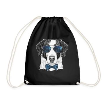 Dog Bow Tie Galaxy Sunglasses Cute Cosmic Space Do - Turnbeutel - Schwarz - Vorne