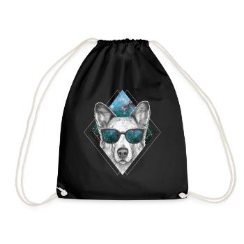 German Shepherd Galaxy Glasses Astronomy Dog Space - Turnbeutel - Schwarz - Vorne
