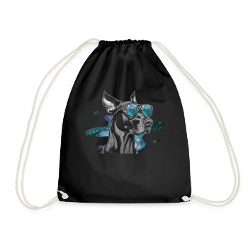 Dobermann Space Glasses Galaxy Astronomy Dog Sungl - Turnbeutel - Schwarz - Vorne