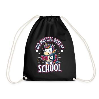 Happy 100 Days of Magical Learning - Drawstring Bag - black - Front