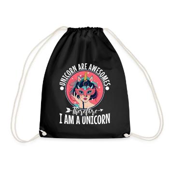 Unicorns are awesome therefore i am a unicorn - Turnbeutel - Schwarz - Vorne
