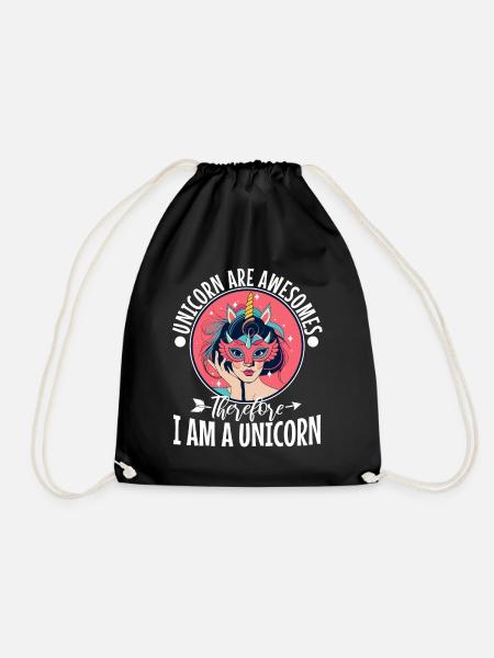Unicorns are awesome therefore i am a unicorn - Turnbeutel - Schwarz