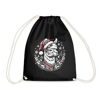 Lama dans le rêve de flocon de neige : Splendeur festive - Sac de sport léger - noir - Devant