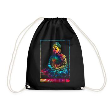 Buddha Tie Dye Vintage Hemd, Buddha Lover Geschenk - Turnbeutel - Schwarz - Vorne