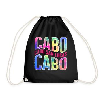 Mexico Shirt, Cabo San Lucas Tie Dye Design Tee, - Drawstring Bag - black - Front