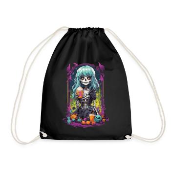 Gothic Pumpkin Spice latte skeleton eGirl Design - Drawstring Bag - black - Front