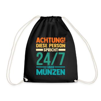 Numismatik Münzensammlung Münzensammler - Turnbeutel - Schwarz - Vorne