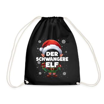 Schwangere Elf Elfen Weihnachtsoutfit - Turnbeutel - Schwarz - Vorne