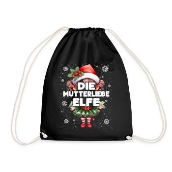 Mutterliebe Elfe Schwangere Elf Weihnachtsoutfit - Turnbeutel - Schwarz - Vorne