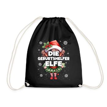 Geburtshelfer Elfe Schwangere Elf Weihnachtsoutfit - Turnbeutel - Schwarz - Vorne