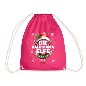 Bald Mama Elfe Schwangere Elf Weihnachtsoutfit - Turnbeutel - Fuchsia - Vorne