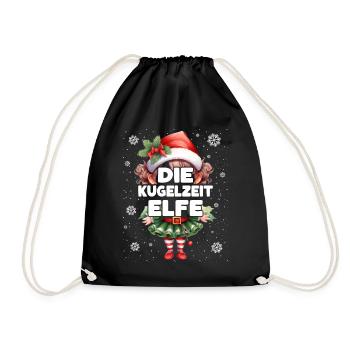Kugelzeit Elfe Schwangere Elf Weihnachtsoutfit - Turnbeutel - Schwarz - Vorne