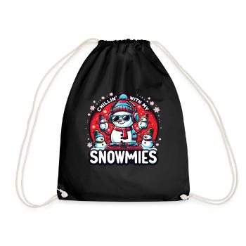 Chillin avec mes snowmies bonhomme de neige - Sac de sport léger - noir - Devant