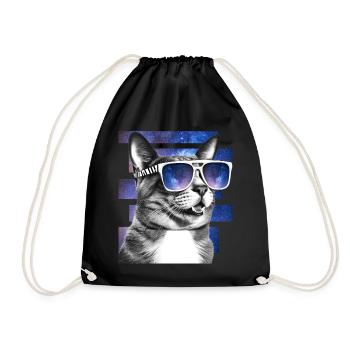 Cat Space Glasses Galaxy Sunglasses Funny Cat Meme - Turnbeutel - Schwarz - Vorne