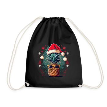 Ananas avec lunettes de soleil et chapeau de Père Noël - Sac de sport léger - noir - Devant