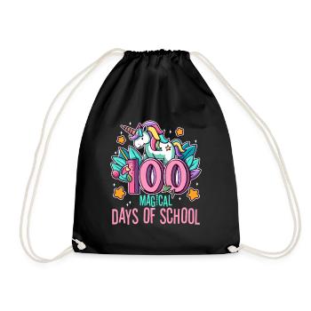 Happy 100 Days of Magical Learning - Drawstring Bag - black - Front