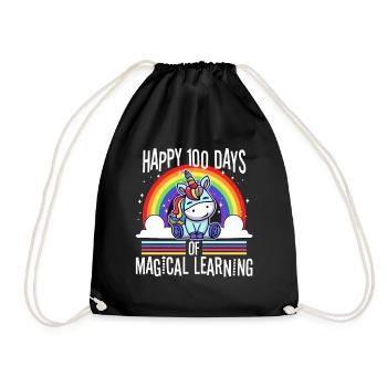 Happy 100 Days of Magical Learning - Drawstring Bag - black - Front