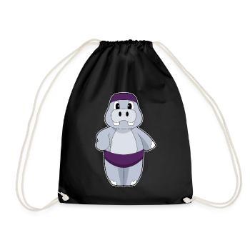 Été du bonnet de baignade hippopotame - Sac de sport léger - noir - Devant