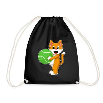 Cat Tennis Tennis Ball Sport - Drawstring Bag - black - Front