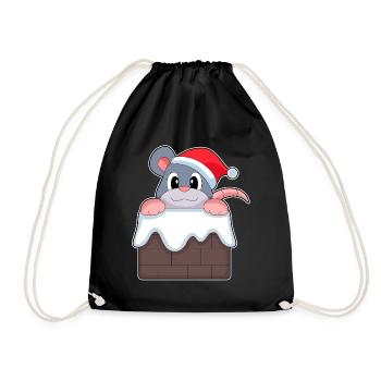 Maus Weihnachten Weihnachtsmütze - Turnbeutel - Schwarz - Vorne