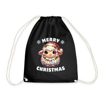 Père Noël chapeau Noël guirlandes lumineuses mouton - Sac de sport léger - noir - Devant