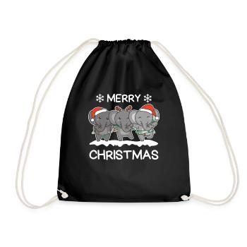 Merry Christmas Elephant Christmas Eve Elephants - Drawstring Bag - black - Front