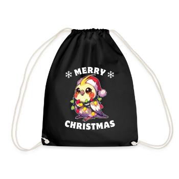 Christmas Fairy Lights Cockatiel - Drawstring Bag - black - Front