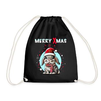 Lapin mignon avec chapeau de père Noël célébrant Noël - Sac de sport léger - noir - Devant