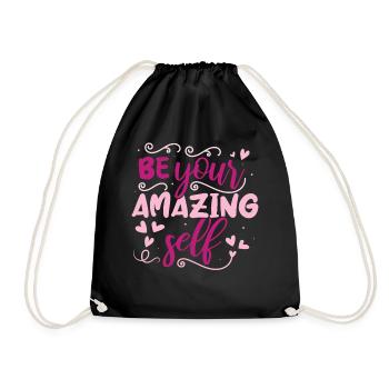 Be you! Self-confidence, positive thinking, motivation - Drawstring Bag - black - Front