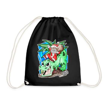 Père Noël sur Dino - Sac de sport léger - noir - Devant