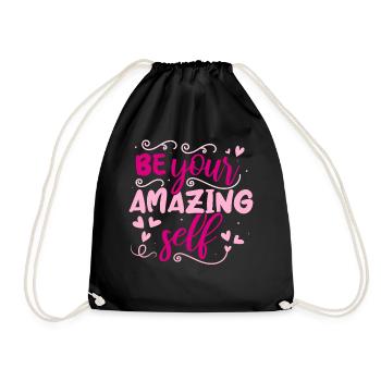 Be you! Self-confidence, positive thinking, motivation - Drawstring Bag - black - Front