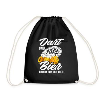 Dart Und Bier Dartspieler - Turnbeutel - Schwarz - Vorne