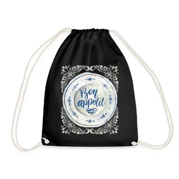Cook and Cook, Saying Antique Plate Typography - Drawstring Bag - black - Front